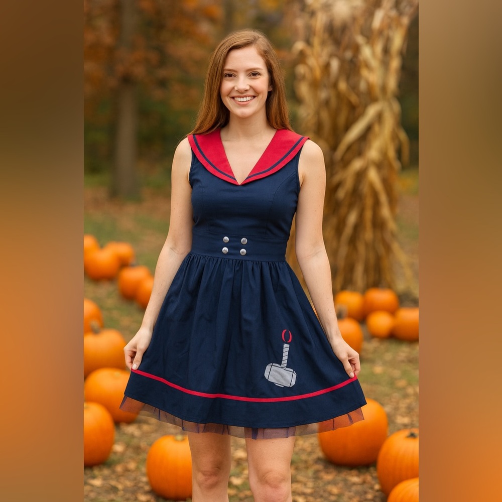 Thor Dress Navy & Red Sleeveless Sailor Collar Dress